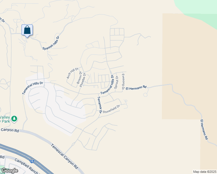 map of restaurants, bars, coffee shops, grocery stores, and more near 24218 Hillcrest Drive in Corona