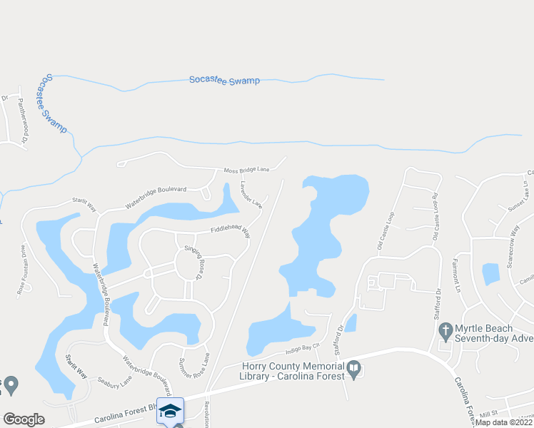 map of restaurants, bars, coffee shops, grocery stores, and more near 2524 Lavender Lane in Myrtle Beach