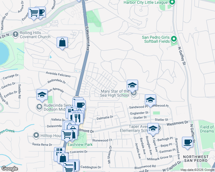 map of restaurants, bars, coffee shops, grocery stores, and more near 27688 John Sloat Place in Los Angeles