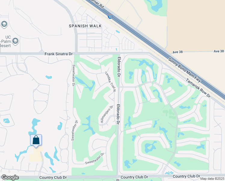 map of restaurants, bars, coffee shops, grocery stores, and more near 38601 Nyasa Drive in Palm Desert