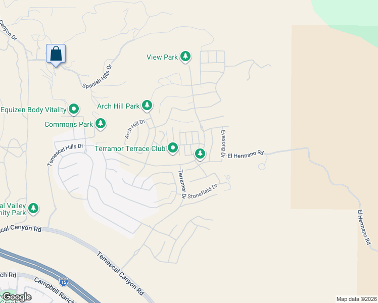 map of restaurants, bars, coffee shops, grocery stores, and more near 24187 Mason Road in Corona