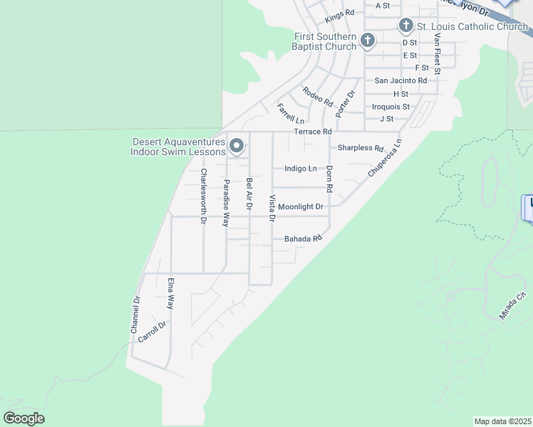 map of restaurants, bars, coffee shops, grocery stores, and more near 68286 Grandview Avenue in Cathedral City