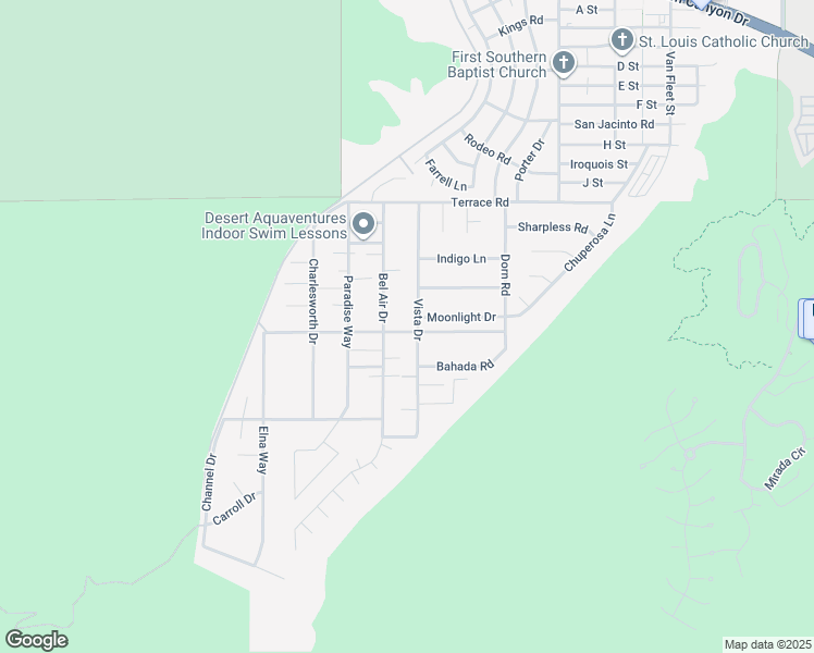map of restaurants, bars, coffee shops, grocery stores, and more near 68286 Grandview Avenue in Cathedral City