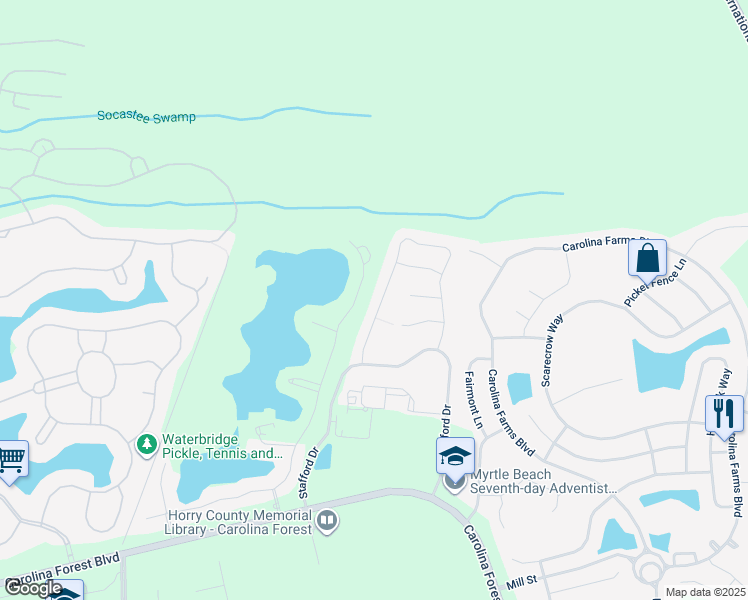 map of restaurants, bars, coffee shops, grocery stores, and more near 637 Old Castle Loop in Myrtle Beach