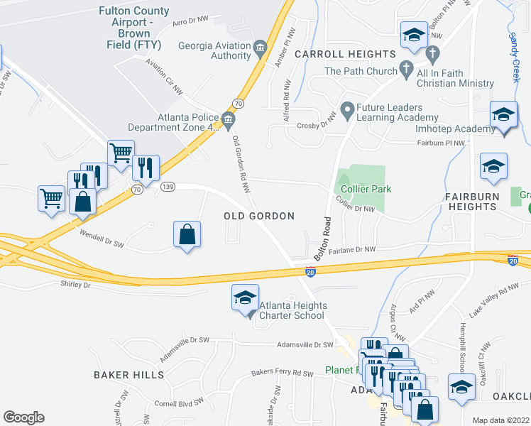 map of restaurants, bars, coffee shops, grocery stores, and more near 3787 Martin Luther King Junior Drive Southwest in Atlanta