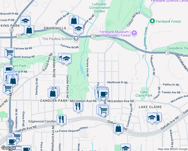 map of restaurants, bars, coffee shops, grocery stores, and more near 506 Page Avenue Northeast in Atlanta