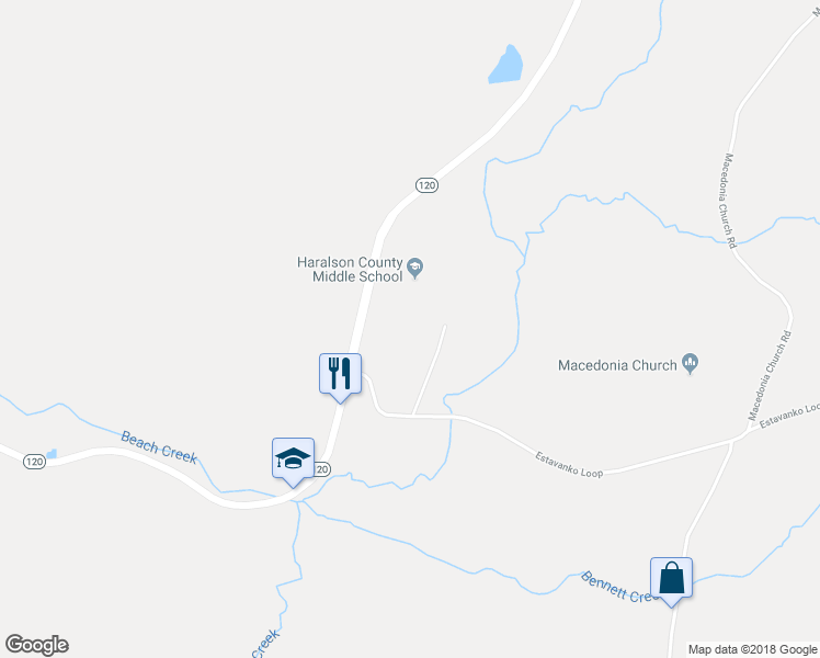 map of restaurants, bars, coffee shops, grocery stores, and more near 2633 Georgia 120 in Tallapoosa
