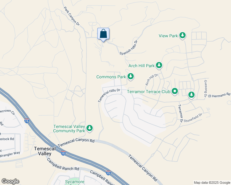 map of restaurants, bars, coffee shops, grocery stores, and more near 24297 Sunset Vista Drive in Temescal Valley