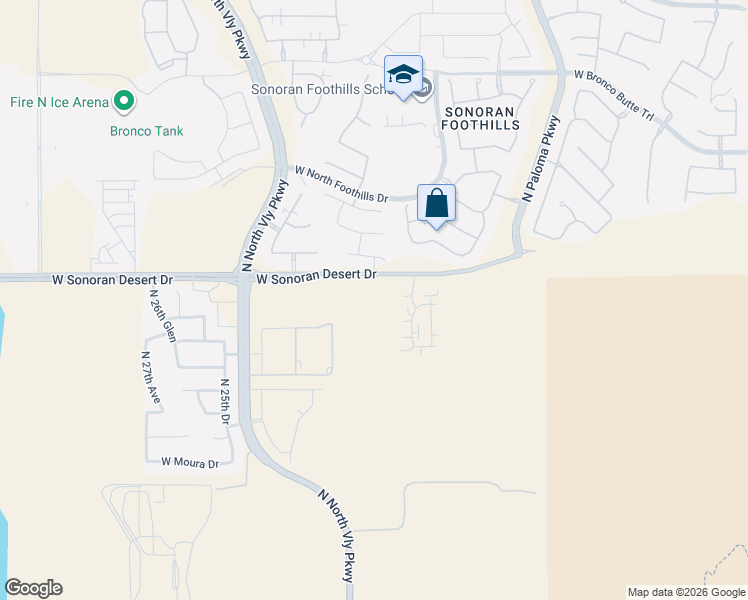map of restaurants, bars, coffee shops, grocery stores, and more near 31200 North 22nd Avenue in Phoenix