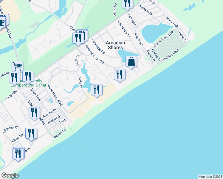 map of restaurants, bars, coffee shops, grocery stores, and more near 9840 Queensway Boulevard in Myrtle Beach