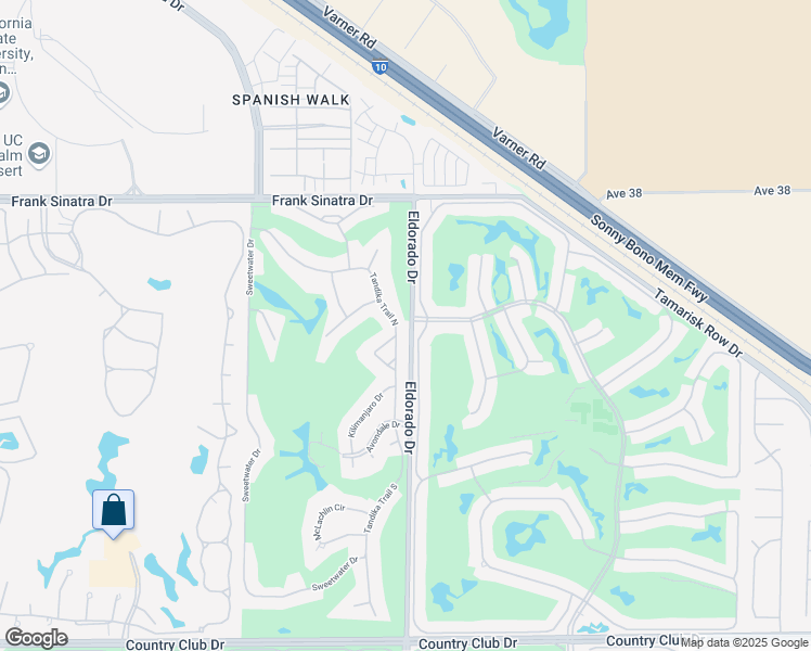 map of restaurants, bars, coffee shops, grocery stores, and more near 38560 Tandika Trail North in Palm Desert