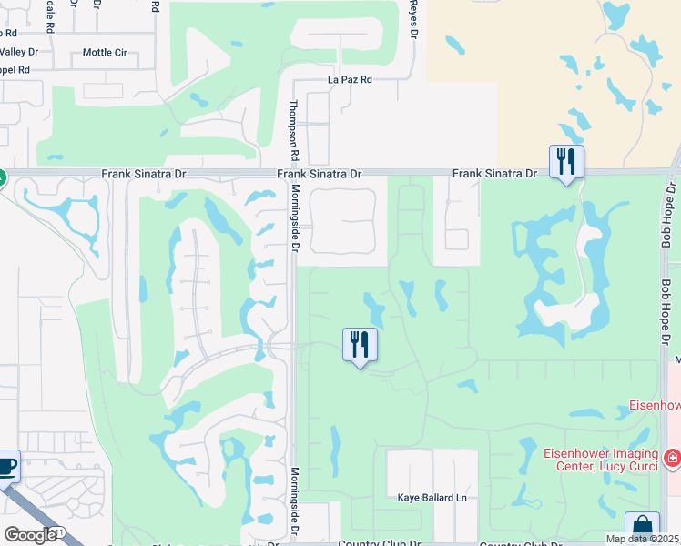 map of restaurants, bars, coffee shops, grocery stores, and more near 8 Temple Court in Rancho Mirage