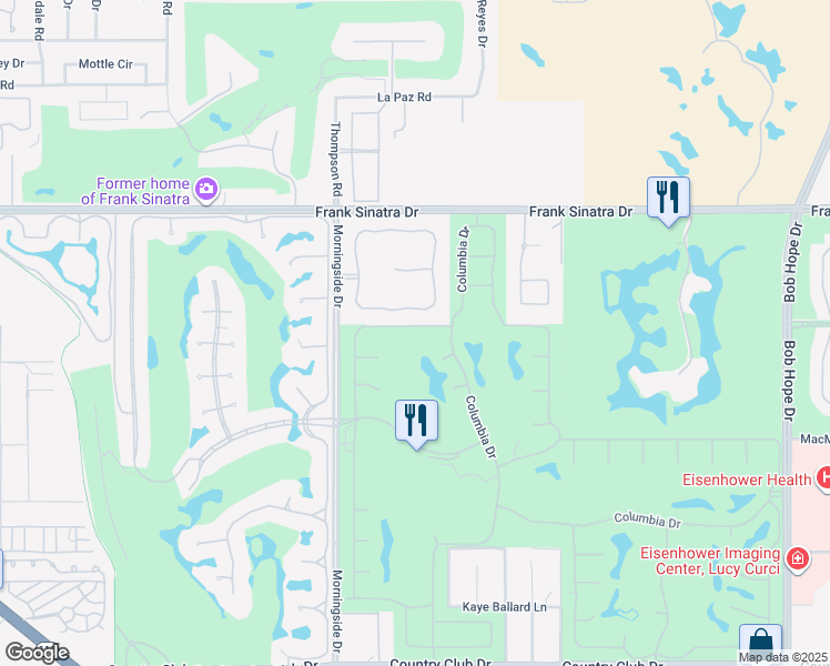 map of restaurants, bars, coffee shops, grocery stores, and more near 7 Princeton Drive in Rancho Mirage