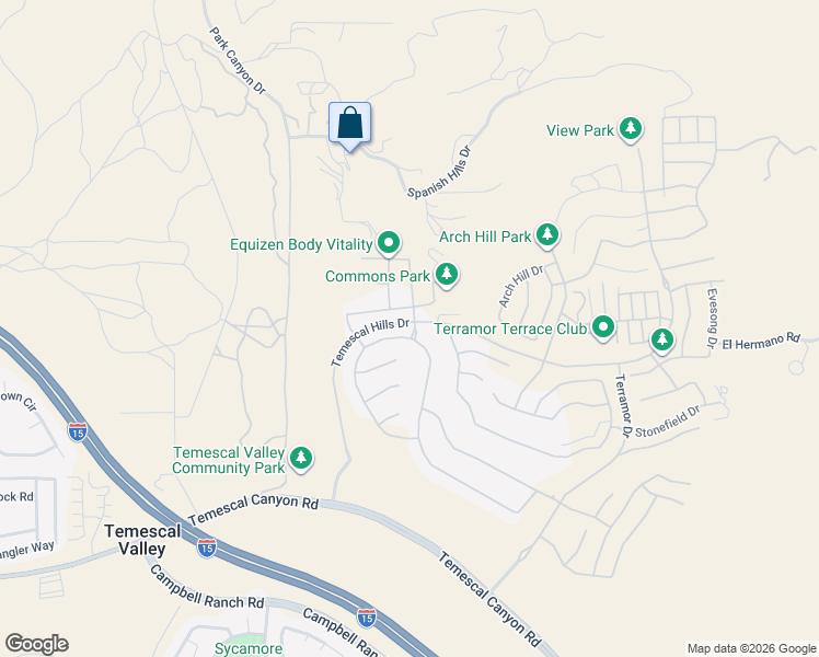 map of restaurants, bars, coffee shops, grocery stores, and more near 24165 Sunset Vista Drive in Corona