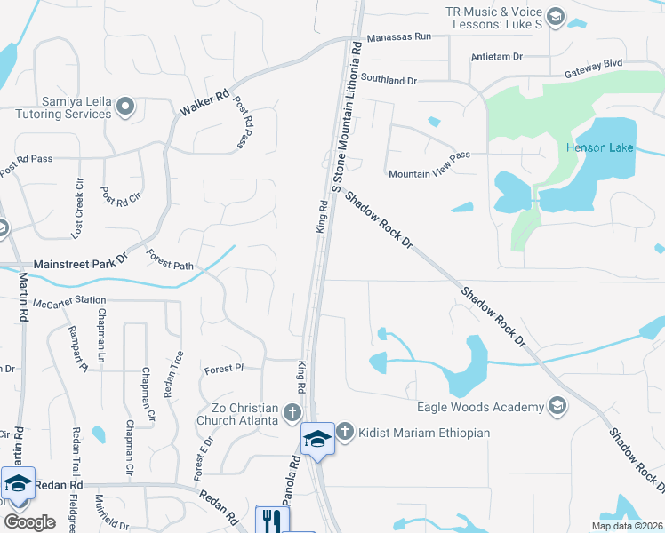 map of restaurants, bars, coffee shops, grocery stores, and more near in DeKalb County
