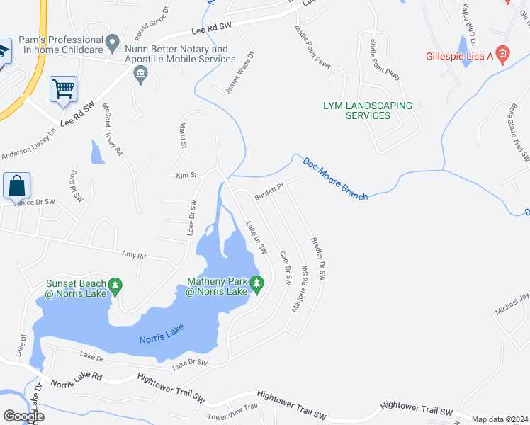 map of restaurants, bars, coffee shops, grocery stores, and more near 4276 Cary Drive Southwest in Snellville
