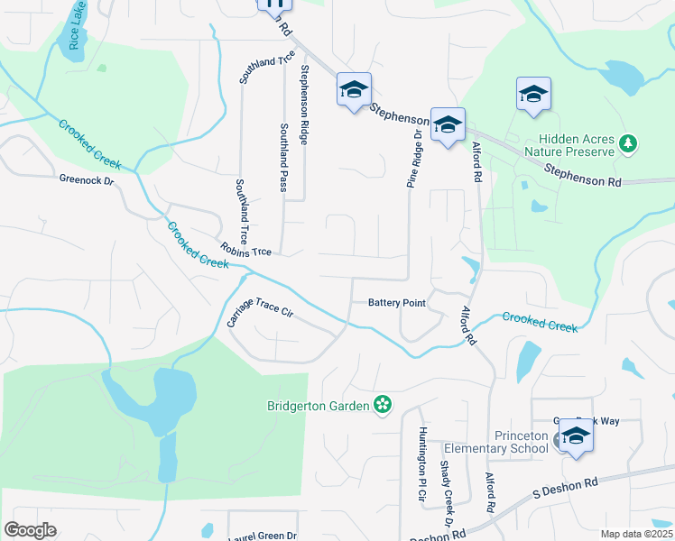 map of restaurants, bars, coffee shops, grocery stores, and more near 1001 Pine Ridge Drive in Stone Mountain