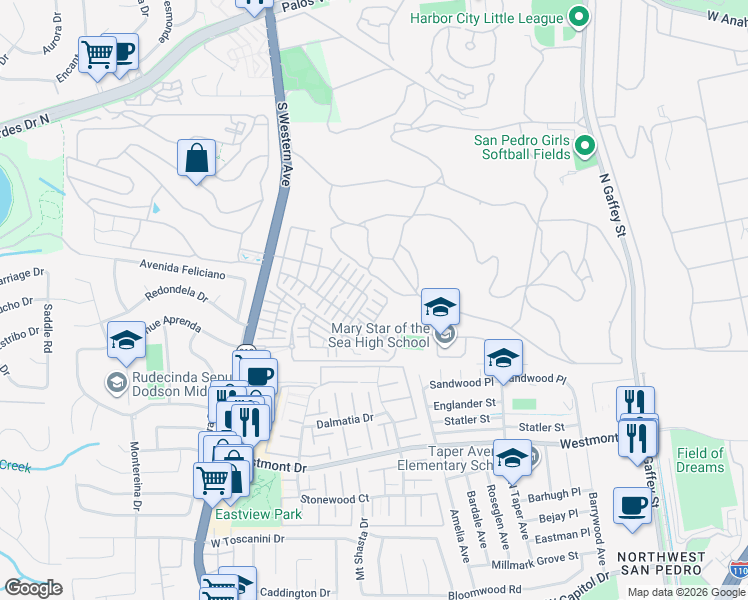 map of restaurants, bars, coffee shops, grocery stores, and more near 1487 Sandbar Lane in Los Angeles