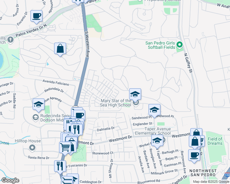 map of restaurants, bars, coffee shops, grocery stores, and more near 1487 Sandbar Lane in Los Angeles