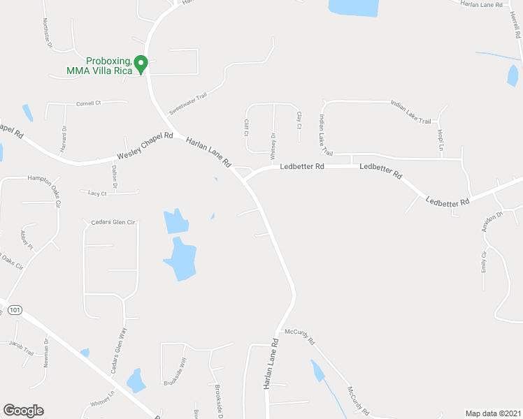 map of restaurants, bars, coffee shops, grocery stores, and more near 582 Harlan Lane Road in Villa Rica