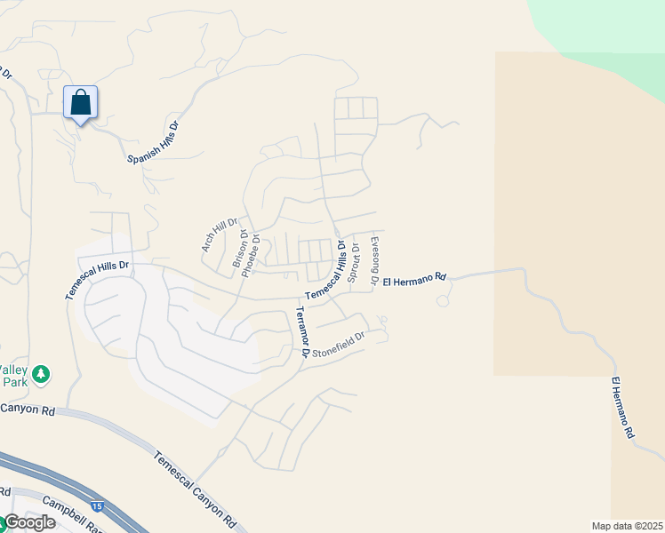 map of restaurants, bars, coffee shops, grocery stores, and more near 24115 Hillcrest Drive in Corona