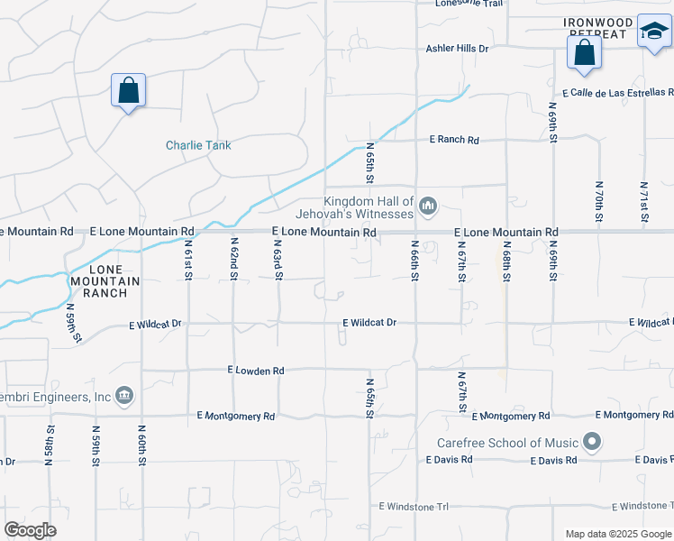 map of restaurants, bars, coffee shops, grocery stores, and more near 6459 East Rancho Del Oro Drive in Cave Creek