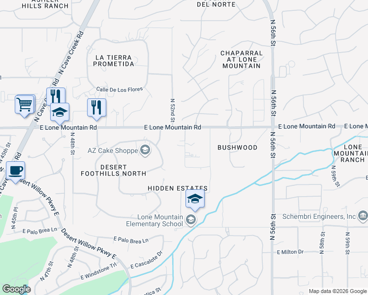 map of restaurants, bars, coffee shops, grocery stores, and more near 31112 East Ranch Road in Cave Creek