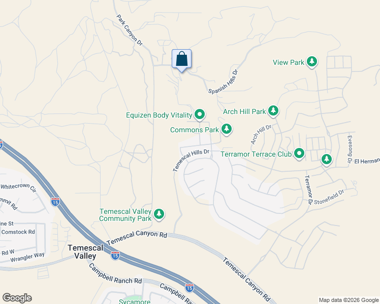 map of restaurants, bars, coffee shops, grocery stores, and more near 24261 Sunset Vista Drive in Corona