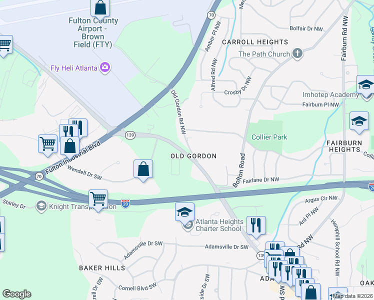map of restaurants, bars, coffee shops, grocery stores, and more near in Atlanta