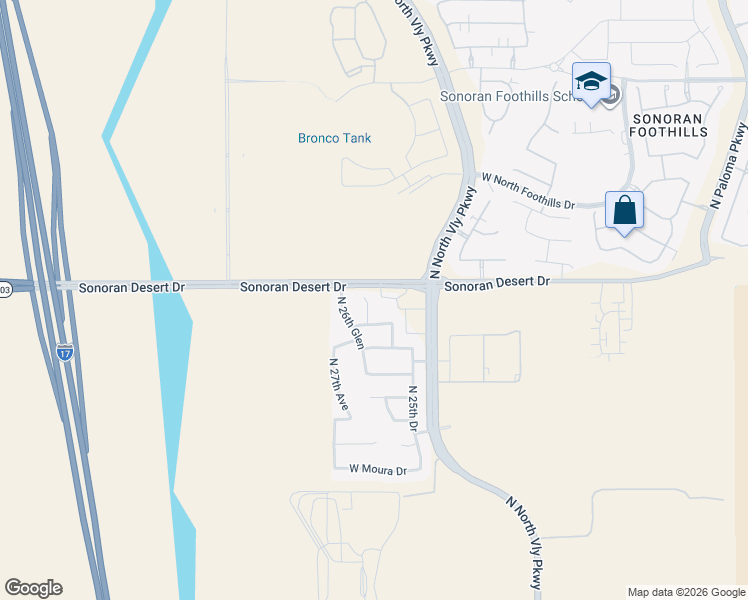 map of restaurants, bars, coffee shops, grocery stores, and more near 31317 North 26th Drive in Phoenix