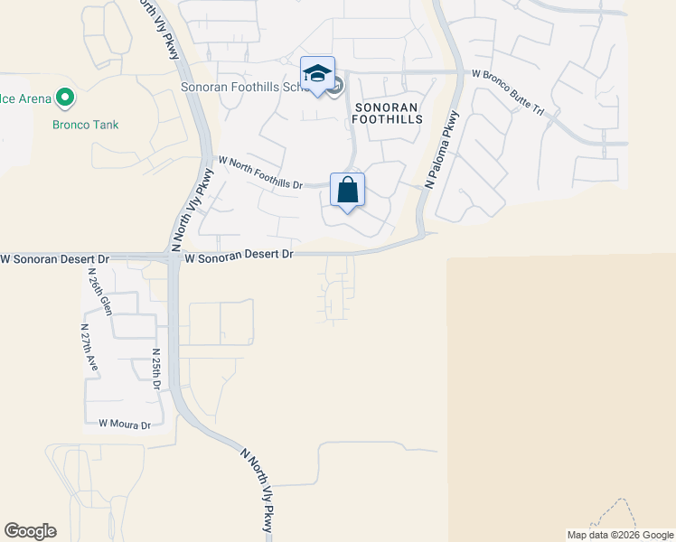 map of restaurants, bars, coffee shops, grocery stores, and more near 2049 West Gloria Lane in Phoenix