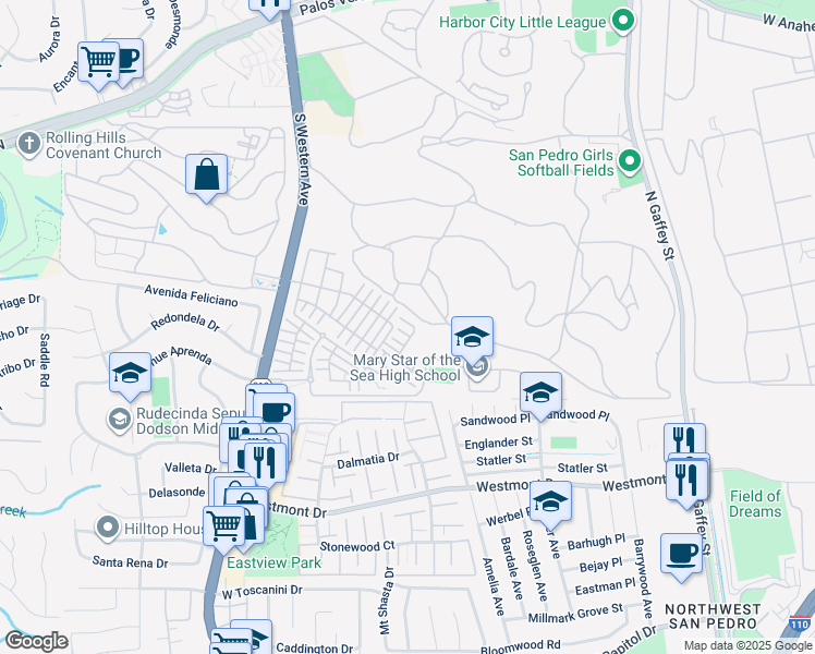 map of restaurants, bars, coffee shops, grocery stores, and more near 1478 Skyline Lane in Los Angeles