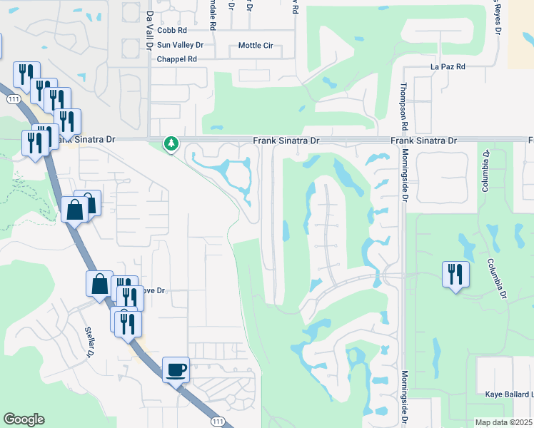 map of restaurants, bars, coffee shops, grocery stores, and more near 56 Mayfair Drive in Rancho Mirage