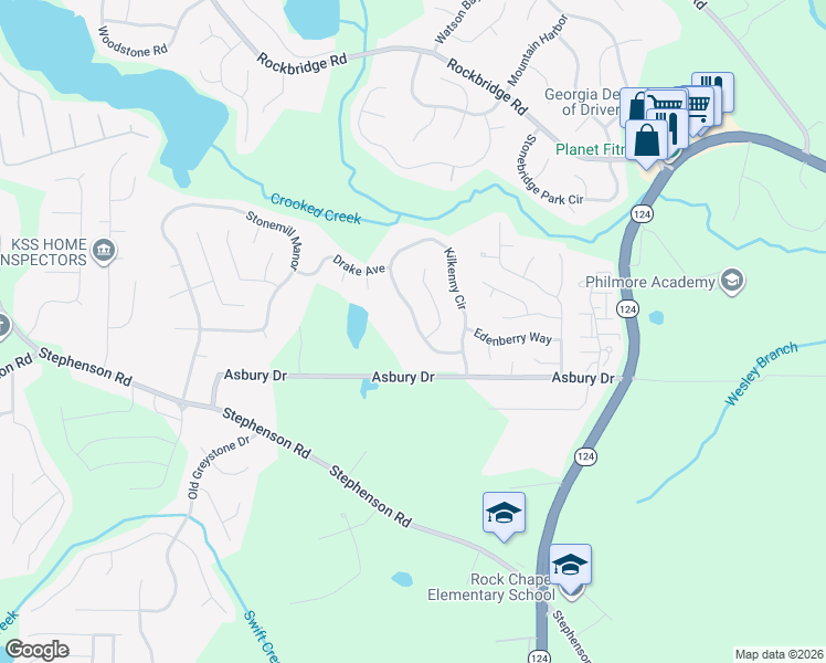 map of restaurants, bars, coffee shops, grocery stores, and more near 660 Kilkenny Circle in Lithonia