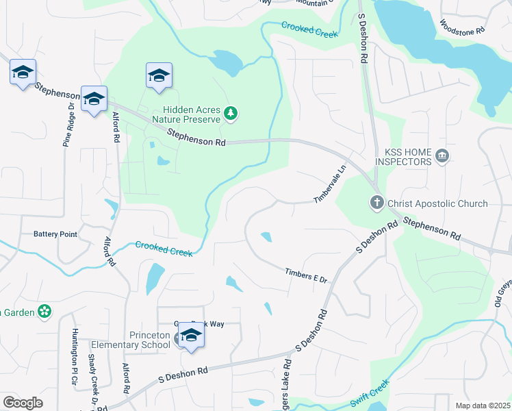 map of restaurants, bars, coffee shops, grocery stores, and more near 6743 Timbers East Drive in Lithonia