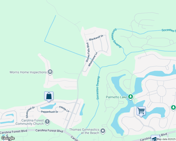 map of restaurants, bars, coffee shops, grocery stores, and more near 2412 Whetstone Lane in Myrtle Beach