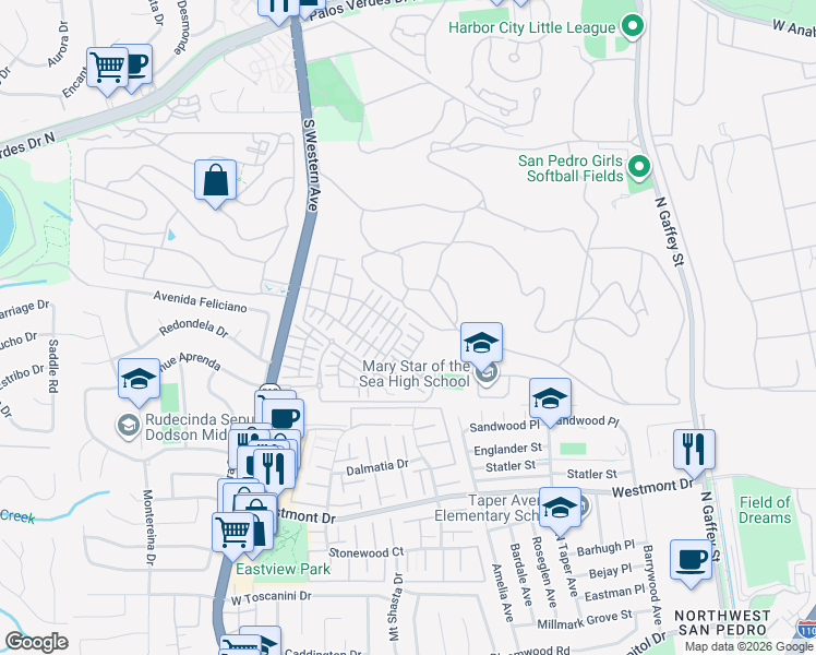 map of restaurants, bars, coffee shops, grocery stores, and more near 1498 Skyline Lane in Los Angeles