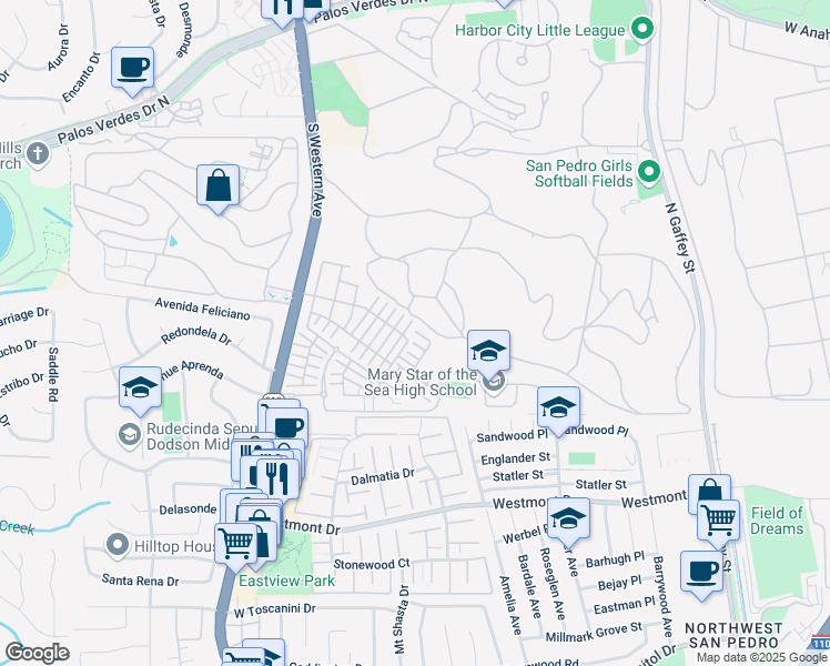 map of restaurants, bars, coffee shops, grocery stores, and more near 1498 Skyline Lane in Los Angeles