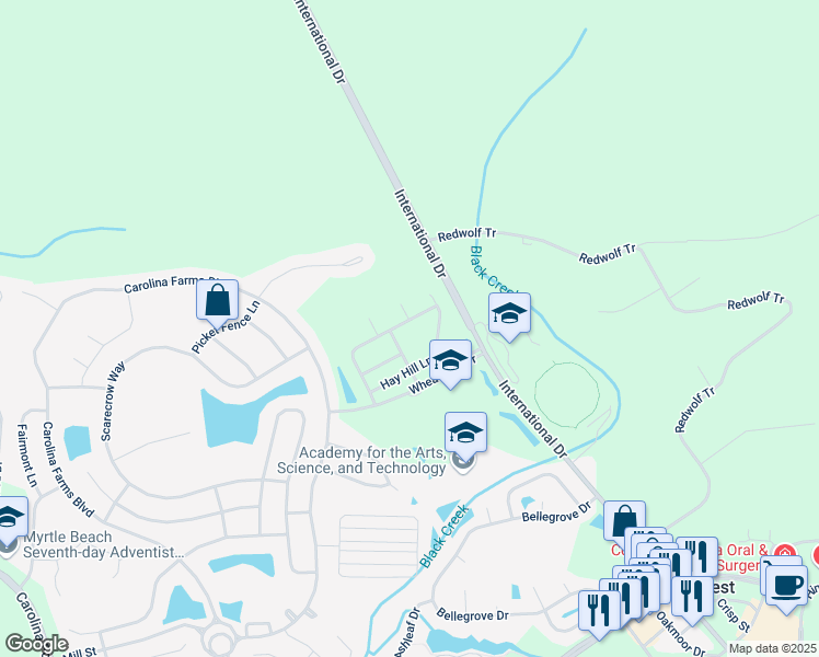 map of restaurants, bars, coffee shops, grocery stores, and more near 5905 Flour Mill Court in Myrtle Beach