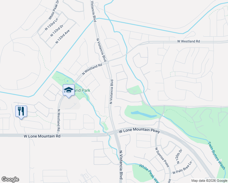 map of restaurants, bars, coffee shops, grocery stores, and more near 31592 North 129th Drive in Peoria