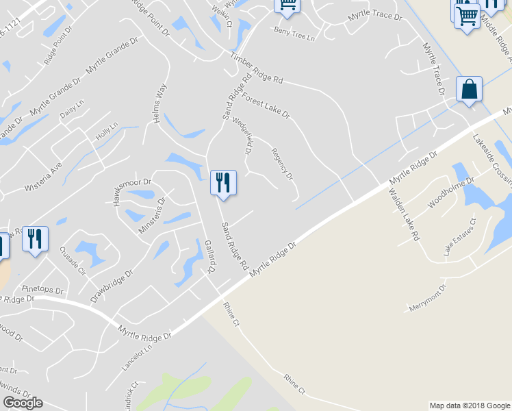 map of restaurants, bars, coffee shops, grocery stores, and more near 619 Trawler Bay Court in Conway