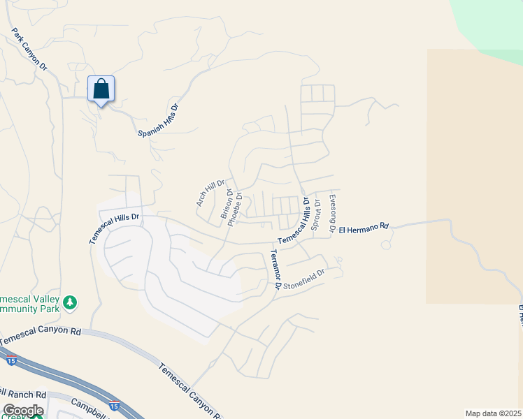 map of restaurants, bars, coffee shops, grocery stores, and more near 11680 El Hermando Road in Corona