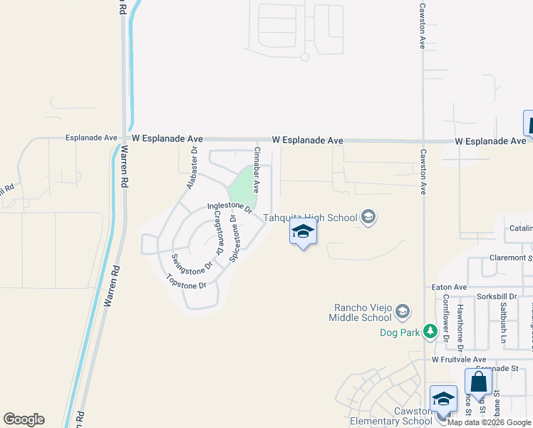 map of restaurants, bars, coffee shops, grocery stores, and more near 1316 Cinnabar Avenue in Hemet