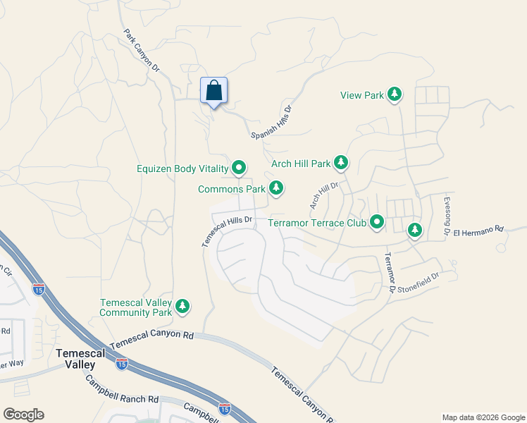 map of restaurants, bars, coffee shops, grocery stores, and more near 11423 Vista Way in Corona
