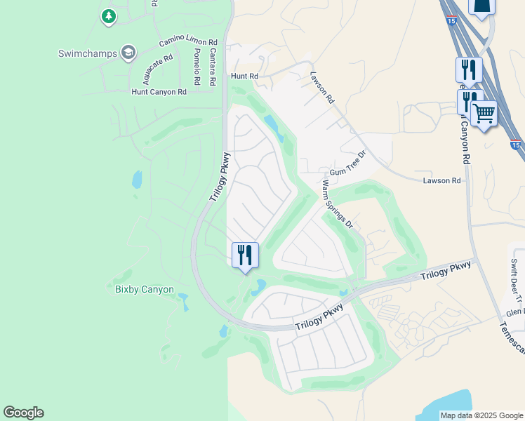 map of restaurants, bars, coffee shops, grocery stores, and more near 9169 Wooded Hill Drive in Corona