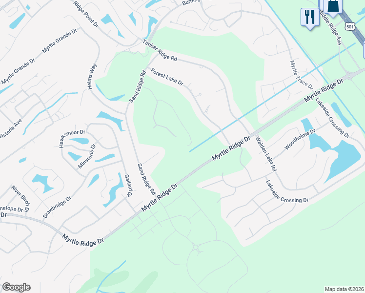 map of restaurants, bars, coffee shops, grocery stores, and more near 159 Regency Drive in Conway