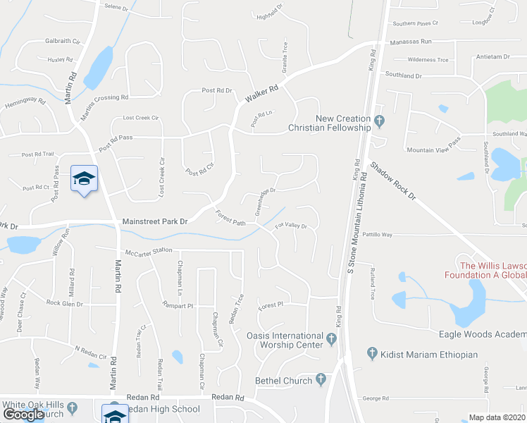 map of restaurants, bars, coffee shops, grocery stores, and more near 883 Greenhedge Drive in Stone Mountain