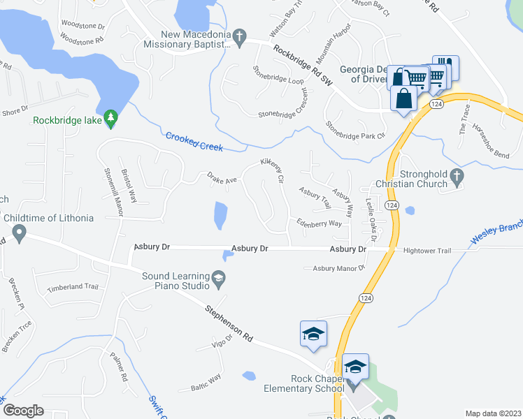 map of restaurants, bars, coffee shops, grocery stores, and more near 669 Kilkenny Circle in Lithonia