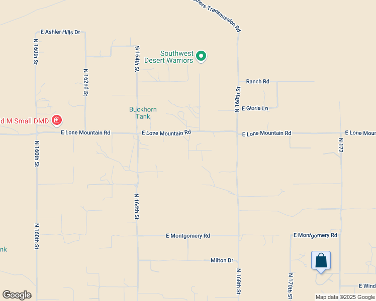 map of restaurants, bars, coffee shops, grocery stores, and more near North 166th Street in Maricopa County