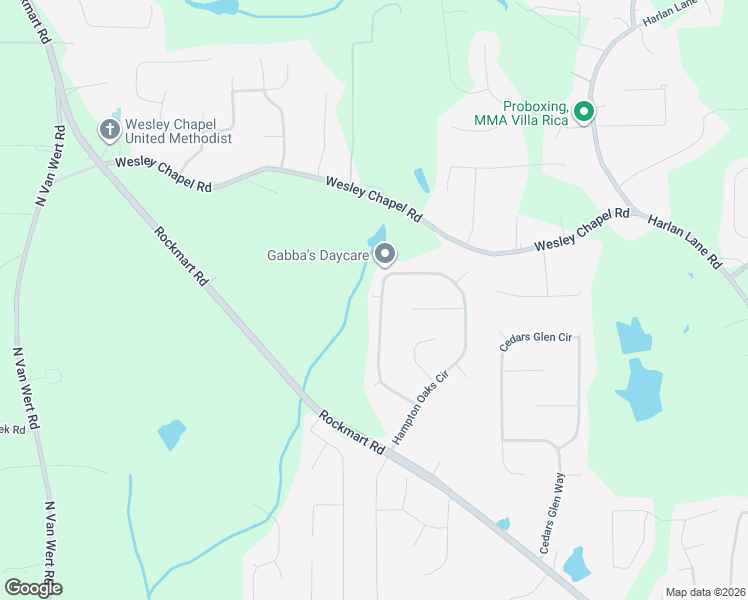 map of restaurants, bars, coffee shops, grocery stores, and more near 293 Hampton Oaks Circle in Villa Rica